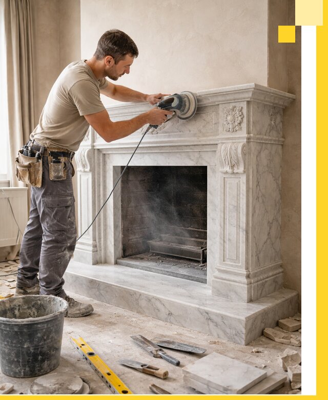 Изготовление и установка мраморных каминов в Ангарске под ключ