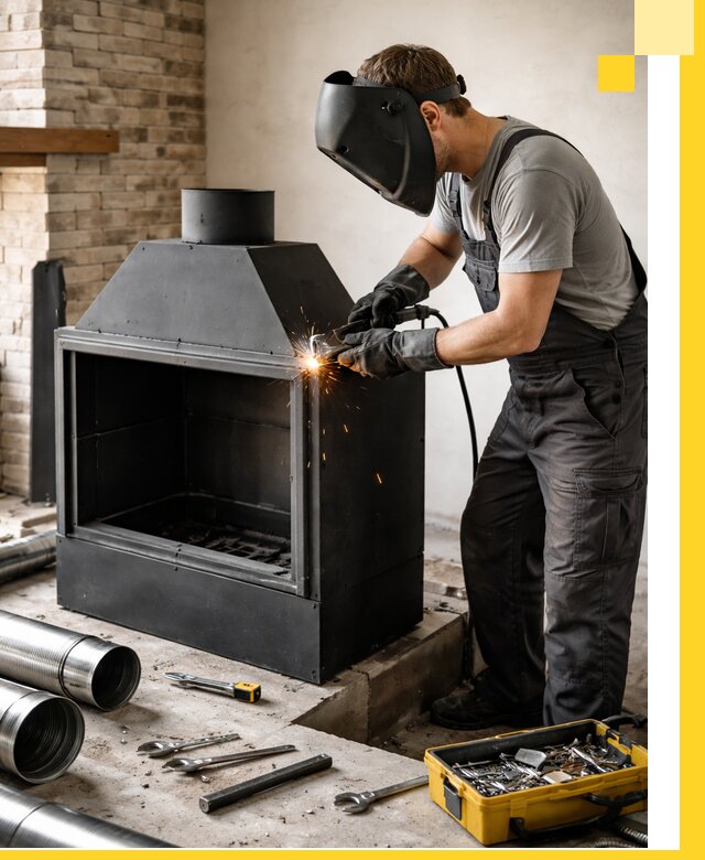 Продажа и установка металлических каминов в Ангарске под ключ