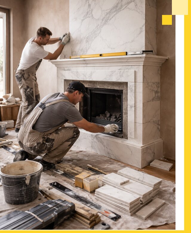 Отделка каминов в Ангарске качественные облицовочные работы