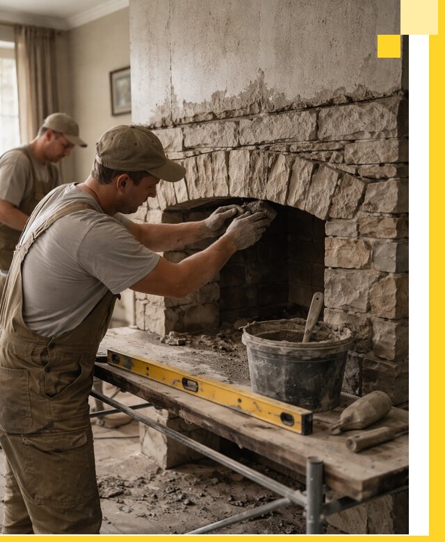 Изготовление каминов под ключ в Ангарске, монтаж и отделка