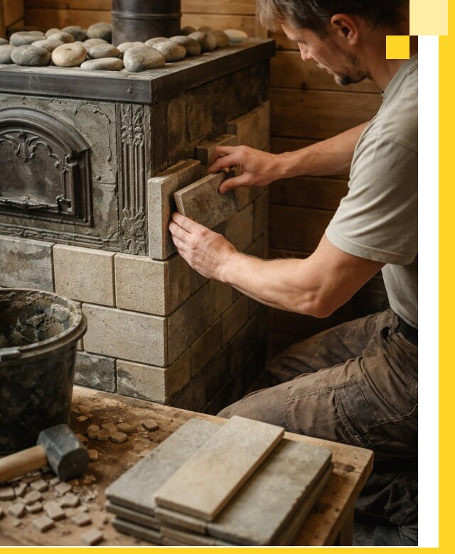 Облицовка банных печей в Ангарске профессиональная отделка