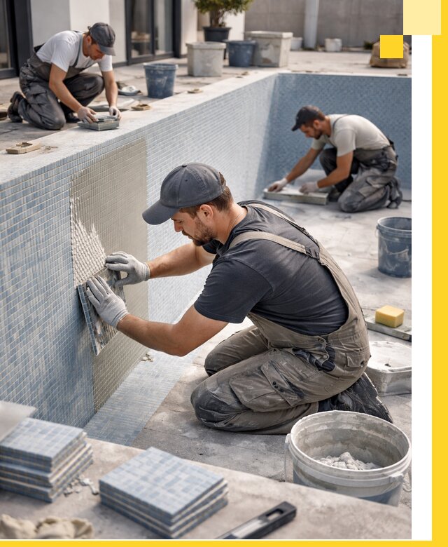 Облицовка бассейнов в Ангарске плитка мозаика гидроизоляция