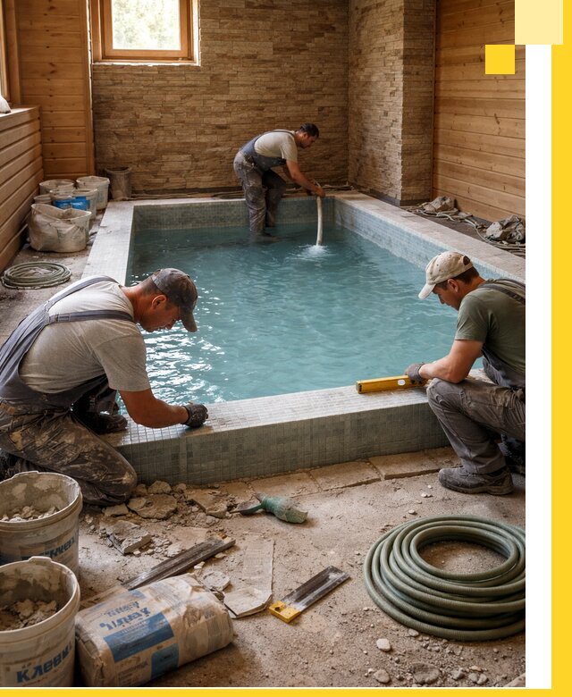 Проектирование и строительство бассейнов для бани в Ангарске