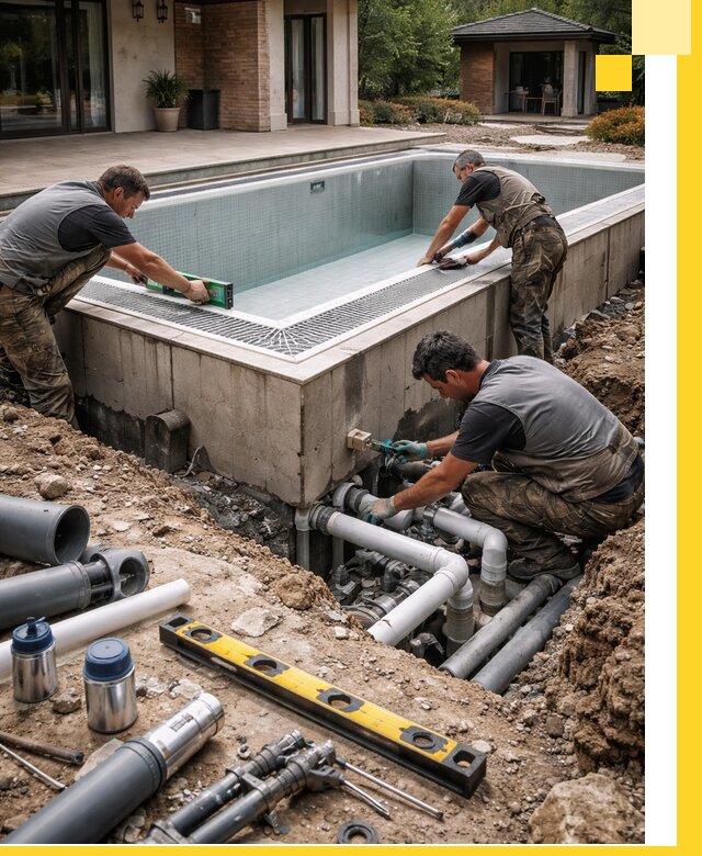 Строительство переливных бассейнов в Ангарске под ключ