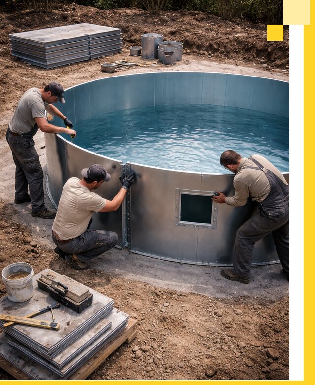 Круглые бассейны под ключ в Ангарске проектирование и монтаж