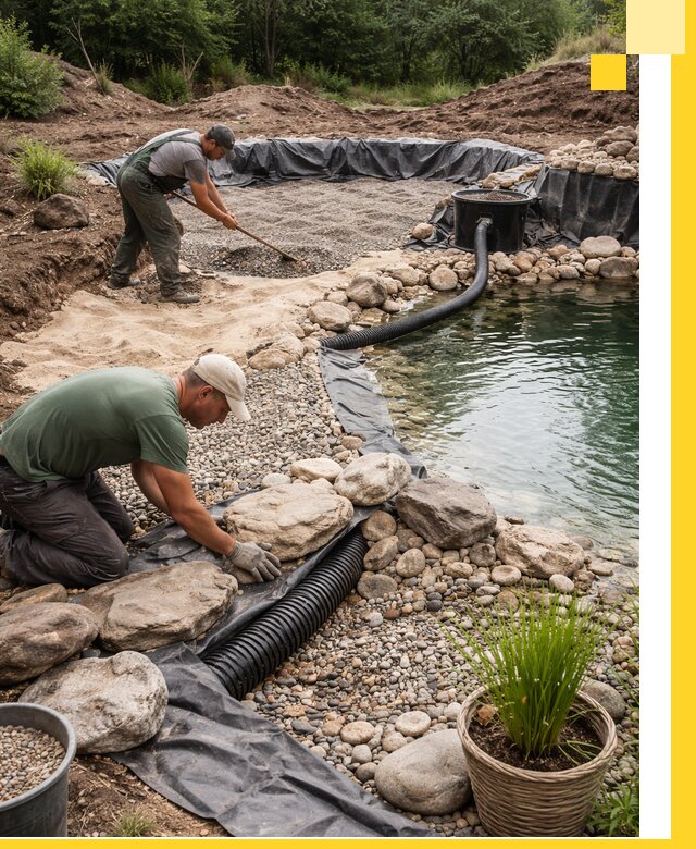 Строительство природных бассейнов и озер в Ангарске под ключ
