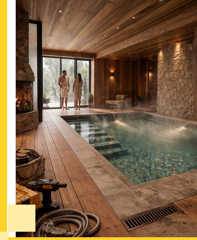 Проекты бань с бассейном под ключ в Ангарске от 77055 р., ЭриданНгр