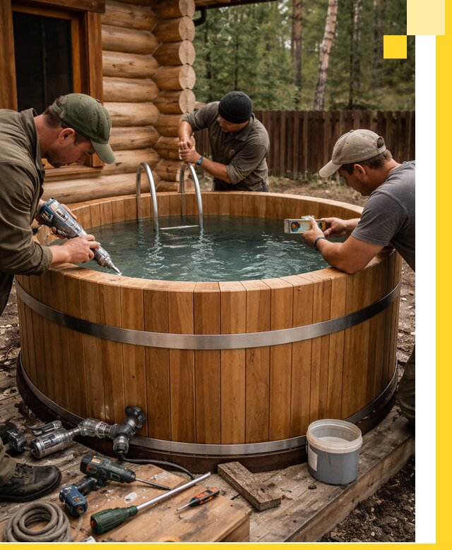 Строительство бань с купелью под ключ и отделкой в Ангарске