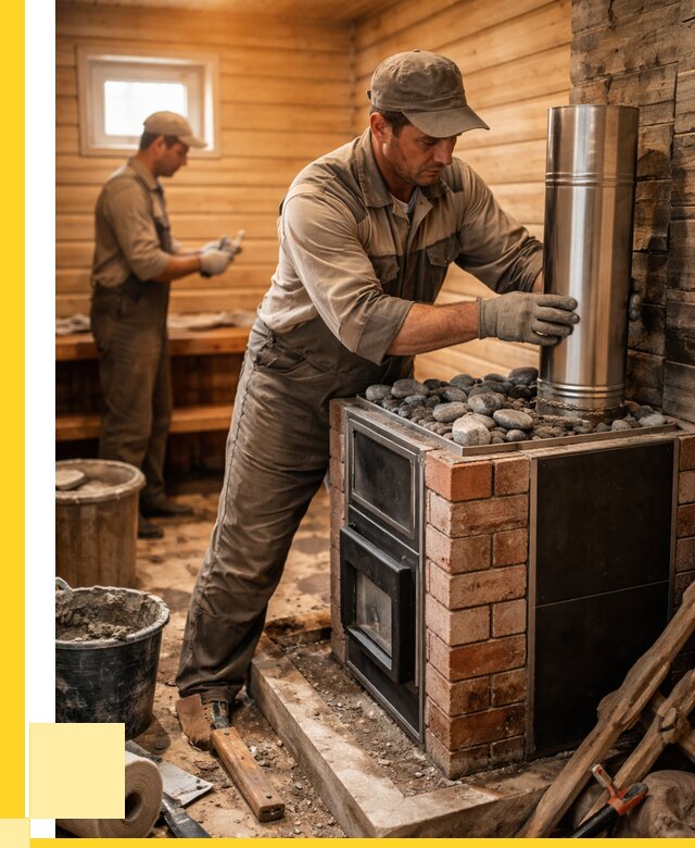 Монтаж печи в бане под ключ в Ангарске от 20548 р. | ЭриданНгр