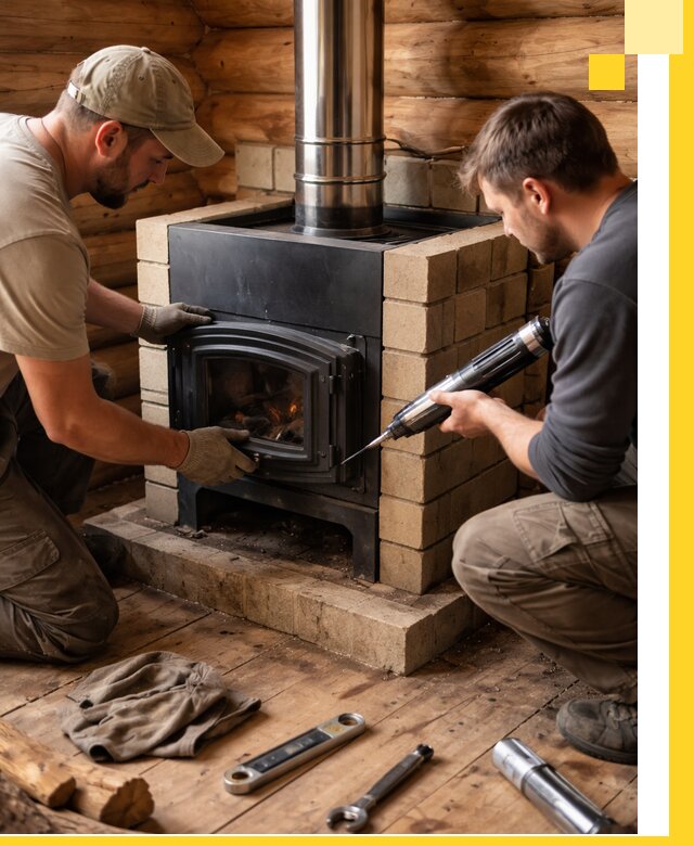 Монтаж и установка печи в бане под ключ с гарантией в Ангарске