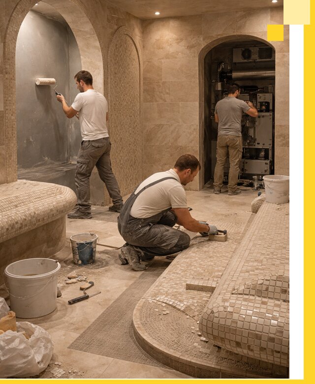 Строительство бани с хамамом и бассейном под ключ в Ангарске