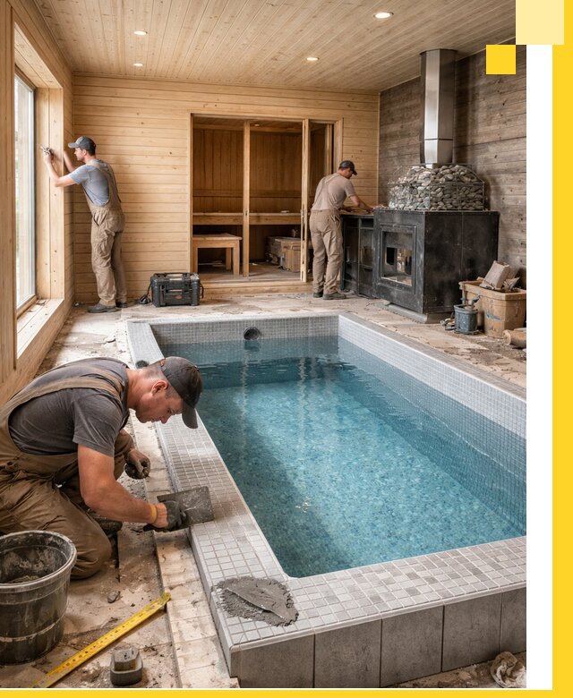 Проект бани с бассейном и сауной в Ангарске под ключ