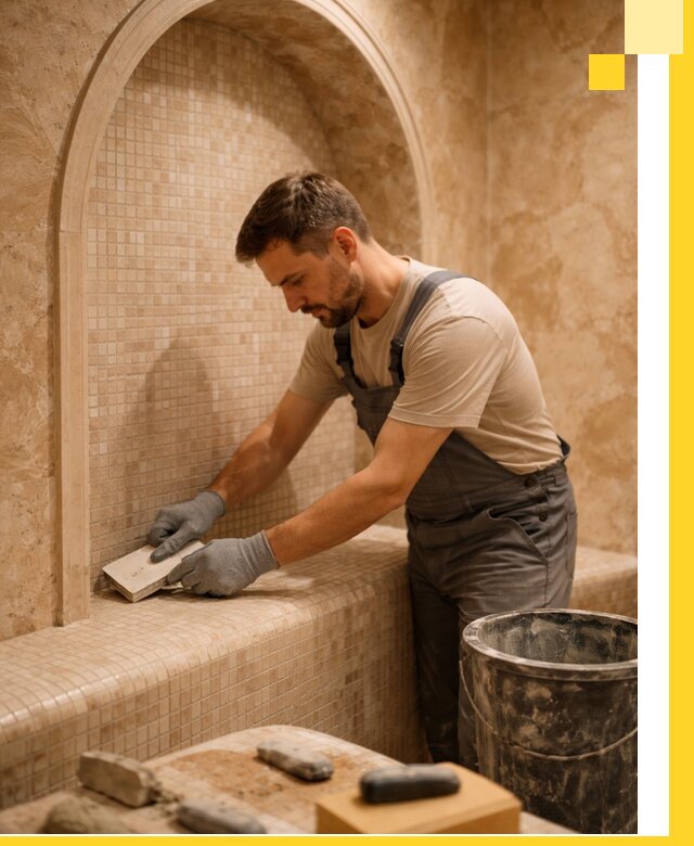 Профессиональная отделка хамамов с мозаикой под ключ в Ангарске