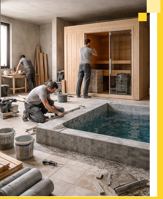 SPA зоны под ключ с бассейном сауной и печью в Ангарске